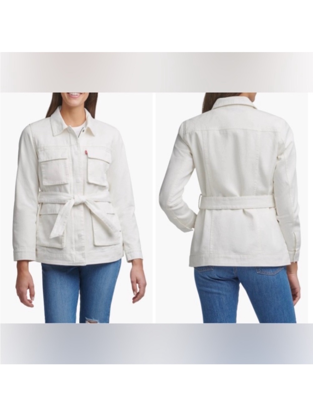 Levi's SIZE 1X Women's Cream Utility Belted Jacket
